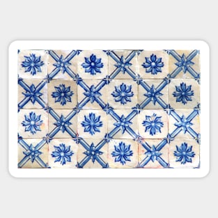 Portuguese tiles. Blue flowers and trellis Sticker